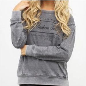 Kittenish Original "It's a Southern Twang" Grey Long Sleeve Crew Size L EUC